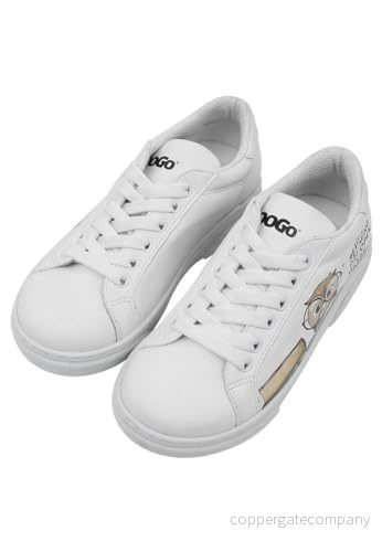 DOGO Unisex barn vegan vita sneakers The Wise Owl mönster, Material: Polyester, 34 EU 8680544247066