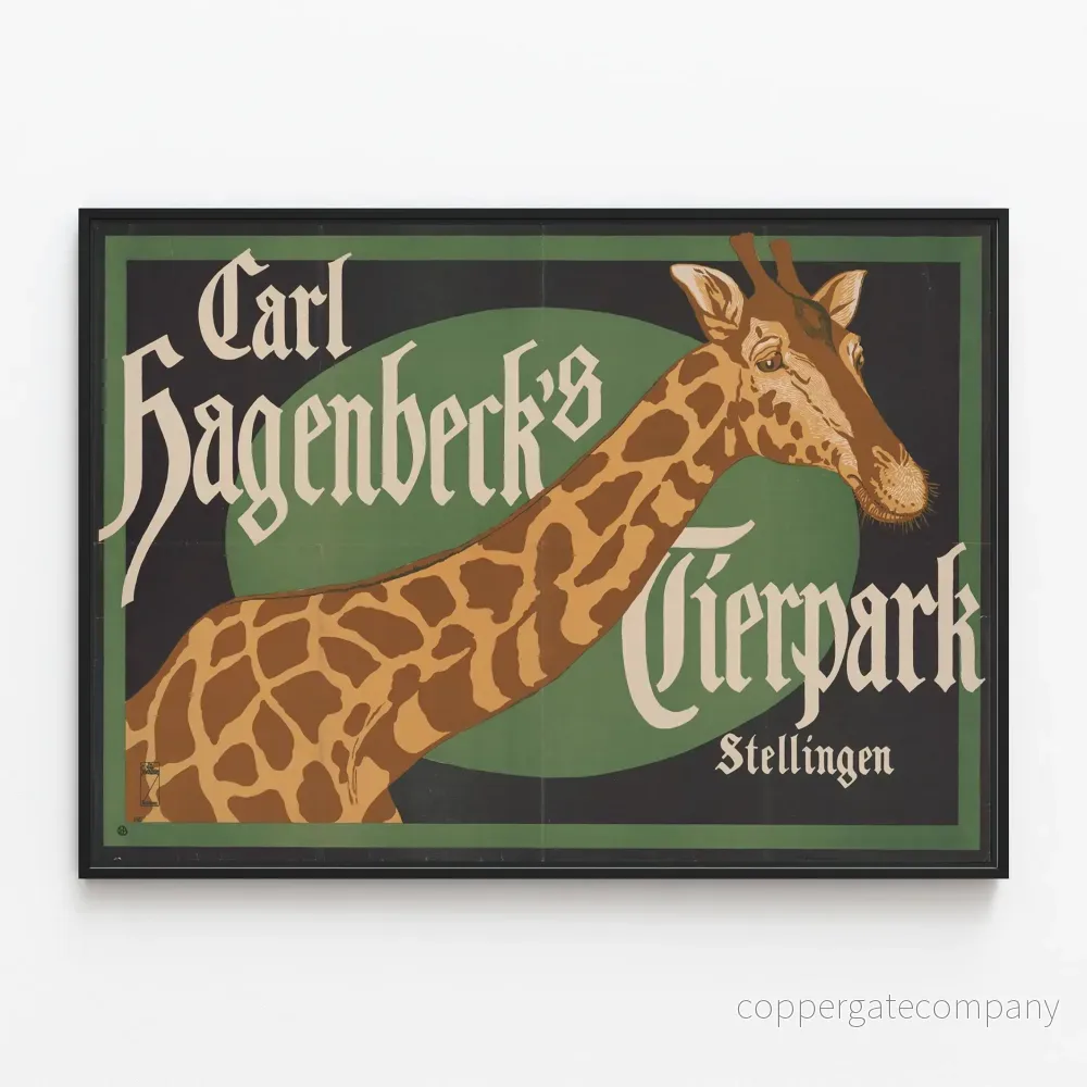 Vintageaffisch Carl Hagenbeck's Tierpark Stellingen Giraff