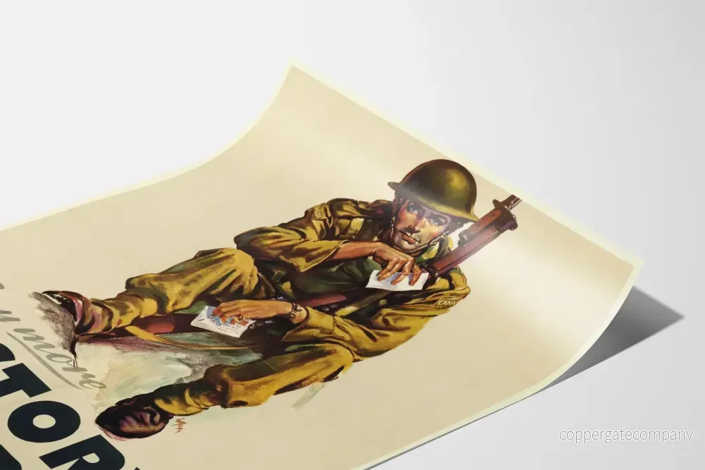 Vintageposter med Kanadensisk soldat och segerobligationer - Bild 3