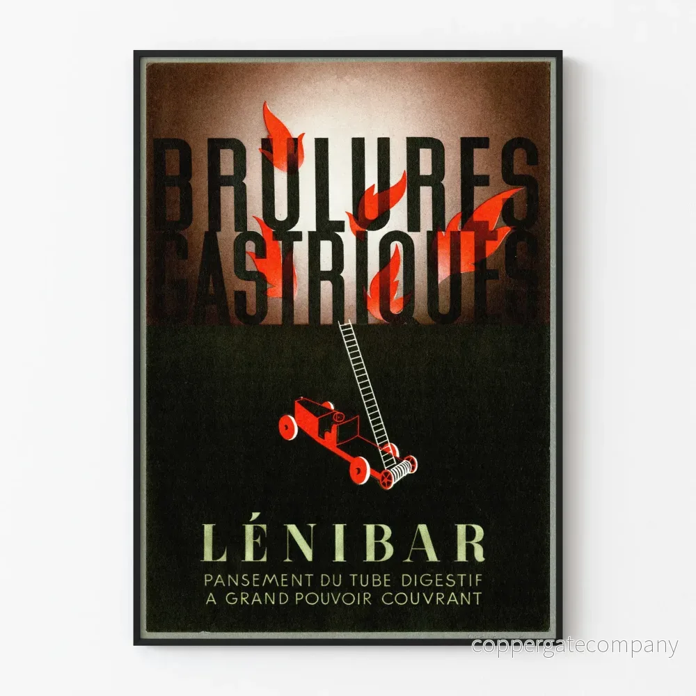 Vintageposter Brännskador i magen LéniBar - Retro väggdekoration