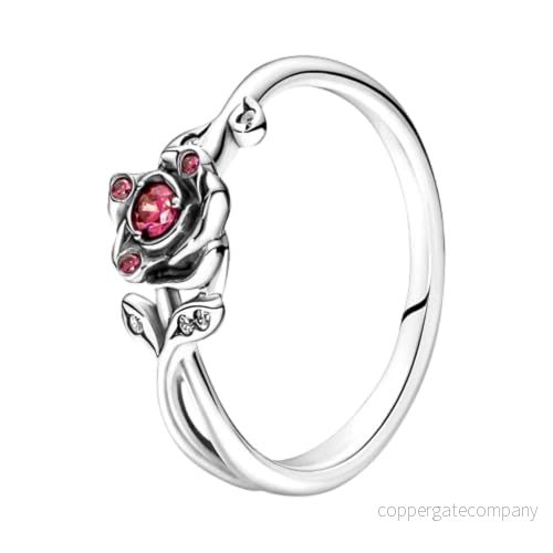 Pandora Disney Skönheten och odjuret ros ring i sterling silver med röd klar kubisk zirkonia, 48 5700302954289