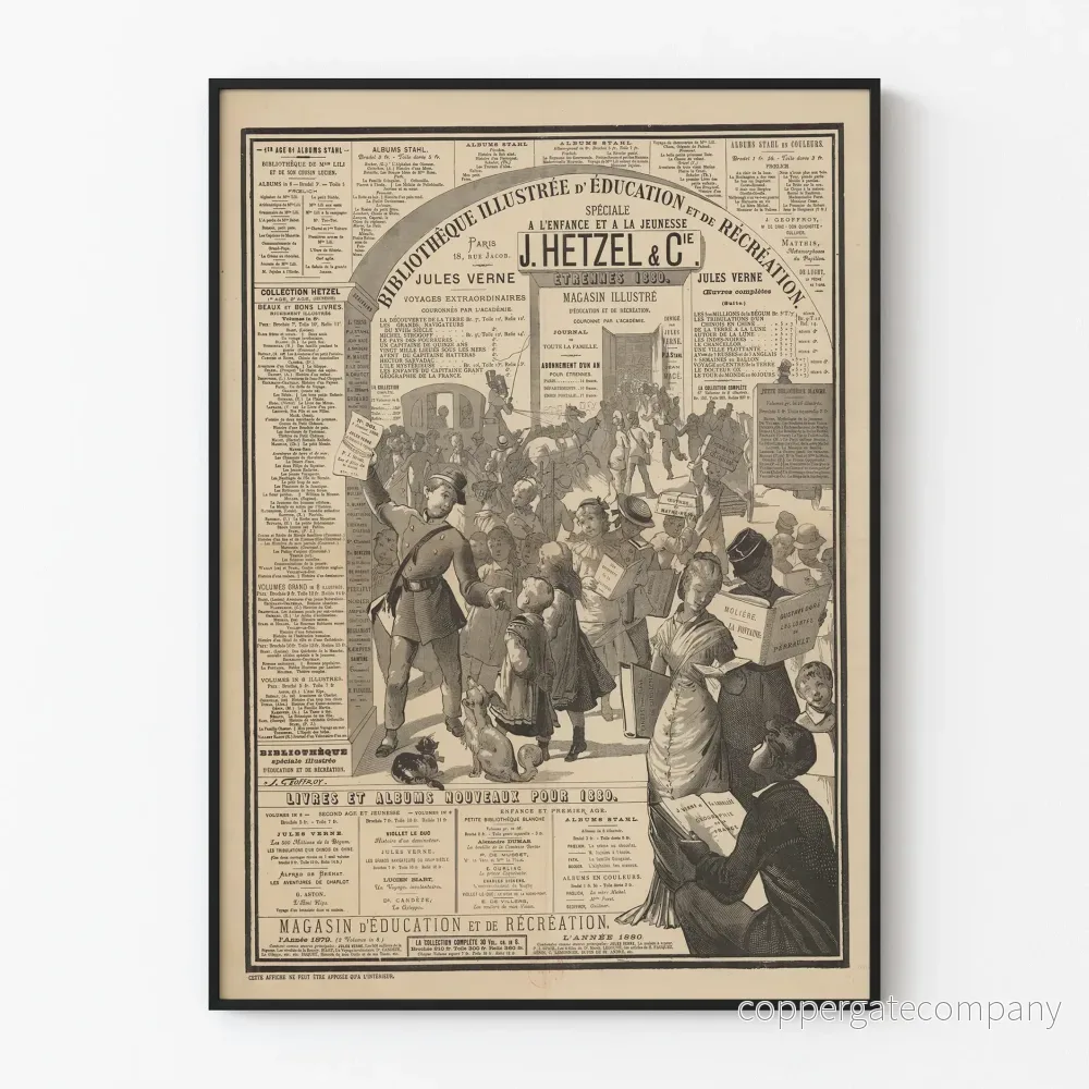 Vintage utbildnings- och fritidsplakat 1880 - J. Hetzel & Cie