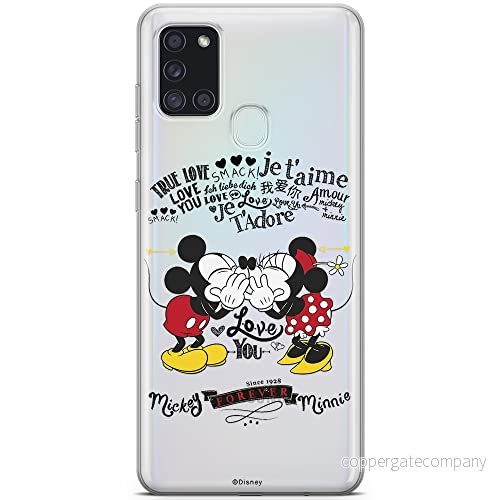 ERT GROUP mobiltelefonfodral för Samsung A21s originalt och officiellt licensierat Disney mönster Mickey & Minnie 005 optimalt anpassad till formen på mobiltelefonen, gedeeltelijk transparant 5903040263037