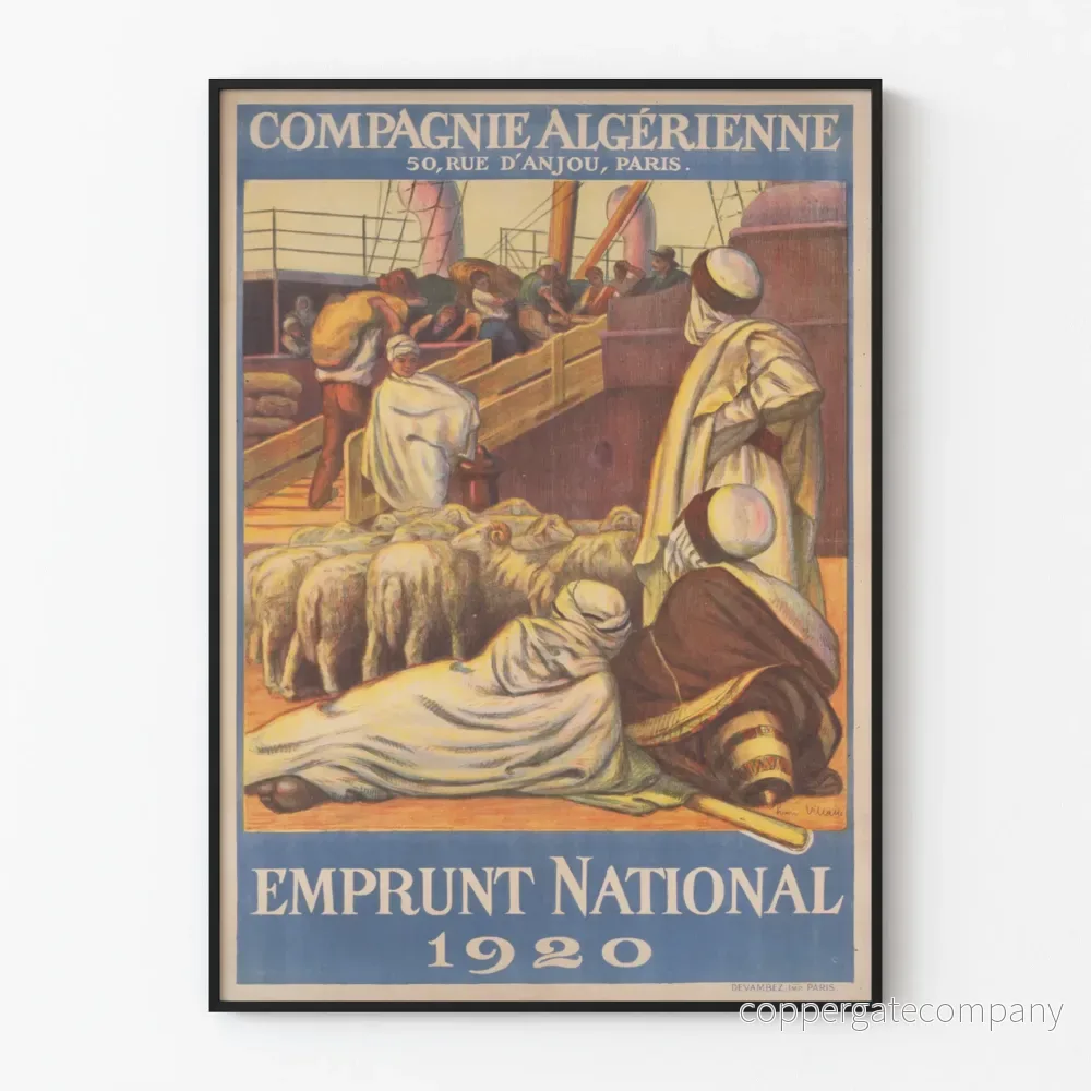 Vintageaffisch Nationalbankslån 1920 Algeriska företaget
