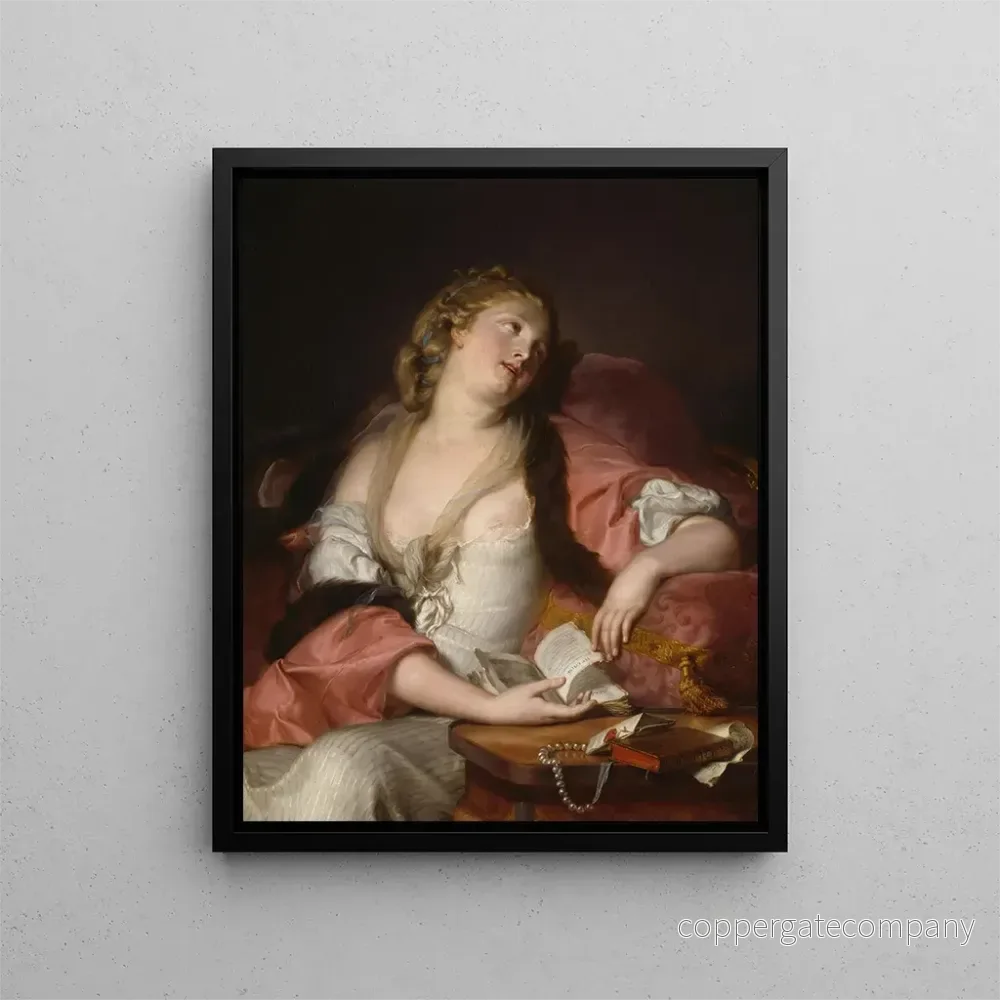 Målning Dame som läser breven från Héloïse och Abélard - Auguste Bernard d'Agesci | Konsttryck