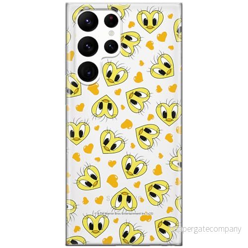 ERT GROUP mobiltelefonfodral för Samsung S22 ULTRA originalt och officiellt licensierat Looney Tunes mönster Tweety 017 optimalt anpassad till formen på mobiltelefonen, gedeeltelijk transparant 5905795120894