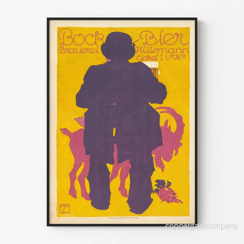 Vintageposter för Bock Bier Brauerei för väggdekoration