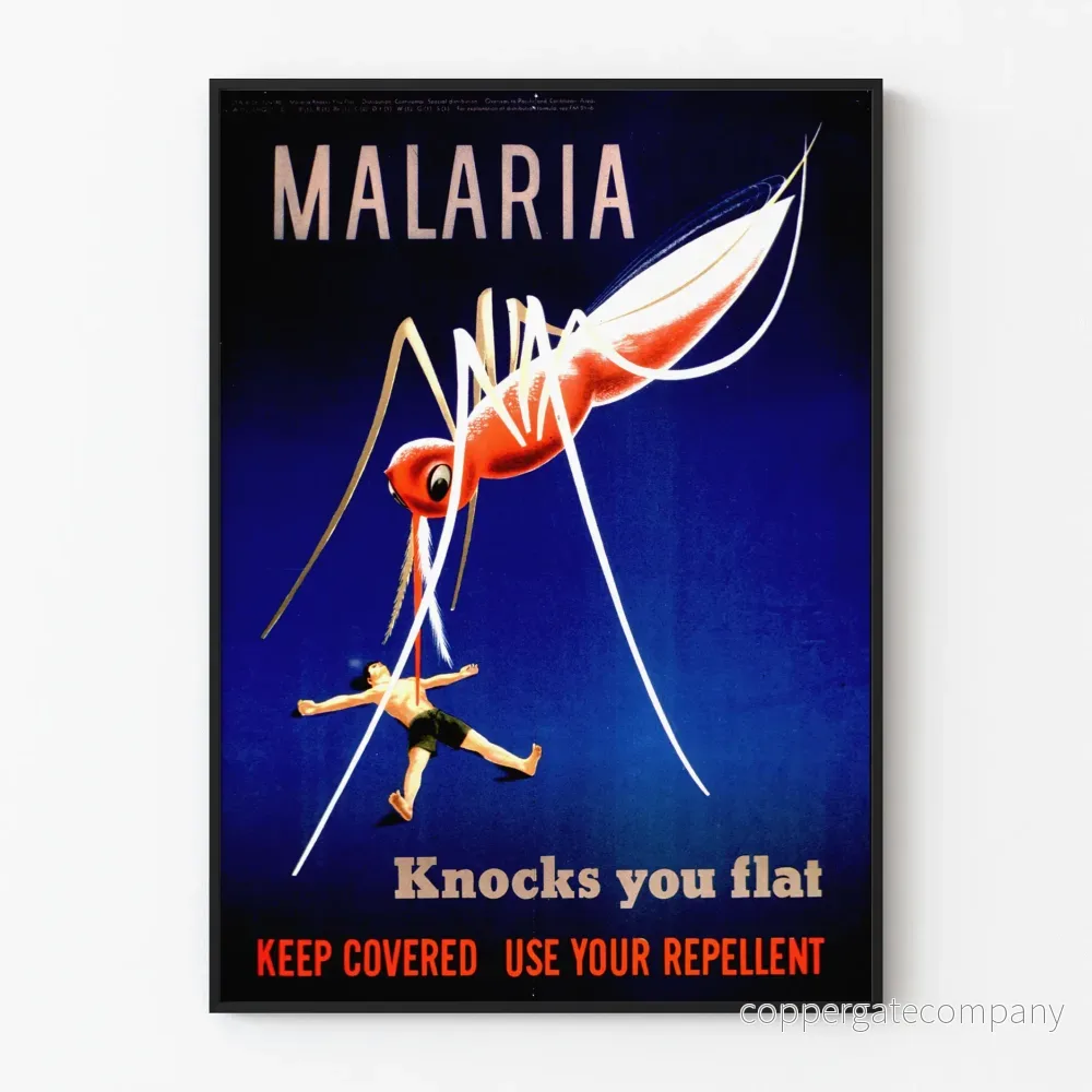 Vintage affisch mot malaria väggdekoration