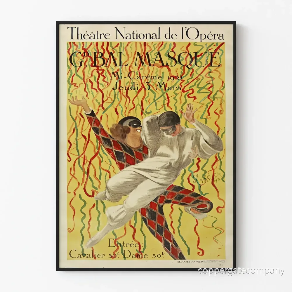 Vintageaffisch Bal Masqué Nationalteatern för Opera 1921