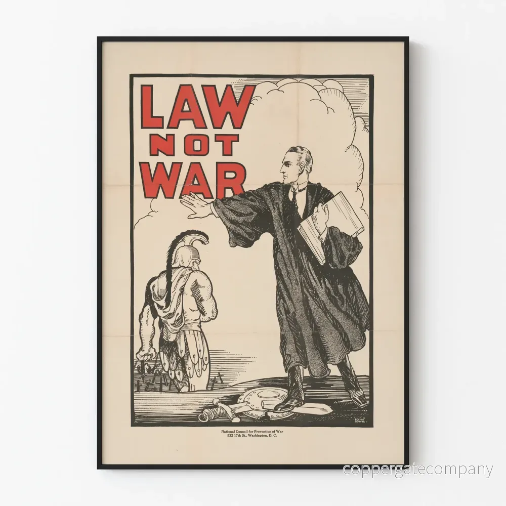 Vintageposter Law Not War - Engagerad och grafisk väggdekoration