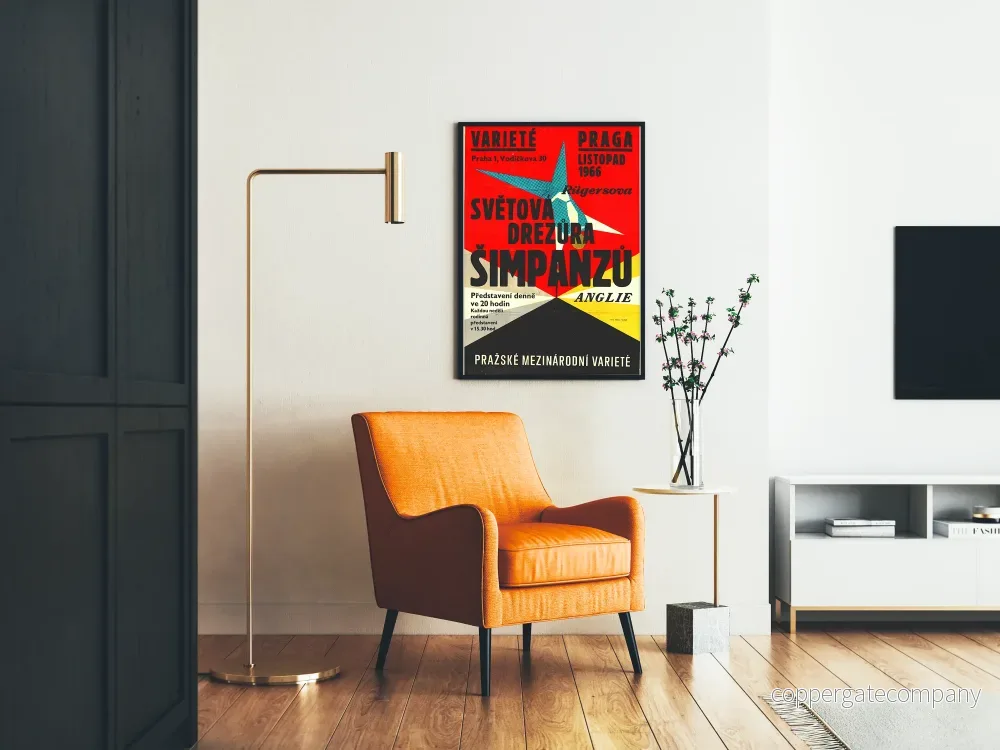 Vintageposter Varieté Praga 1966 - Demonstration av schimpanser - Bild 2