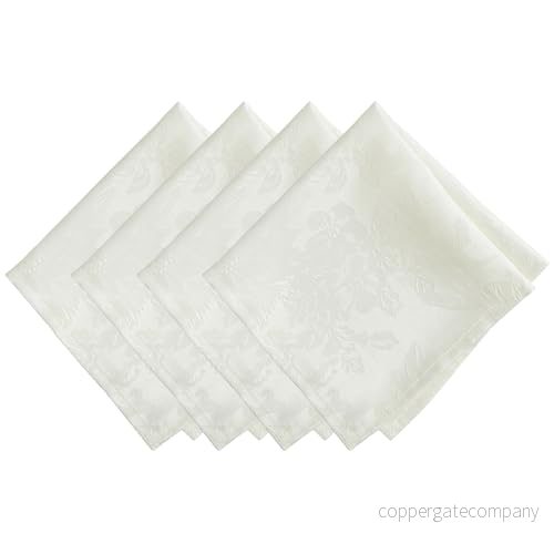 Elrene Jacquard semester tyg middagsservetter, polyester, elfenben, 43 cm x (set med 4) 739550331806