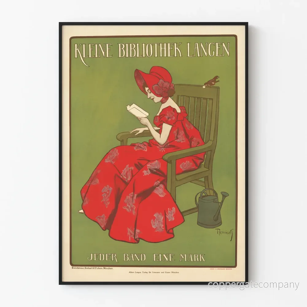 Vintageposter Kleine Bibliothek Langen - Väggdekoration för läsning