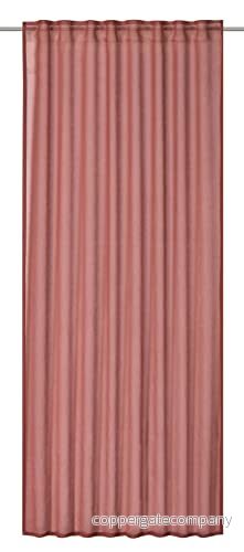 Elbers Tryckgardin med dolda slingor Air 06 cognac röd halvtransparent 255 x 140 cm, 201814, gardin för vardagsrum, sovrum, kök, hall, barnrum 4032331201814