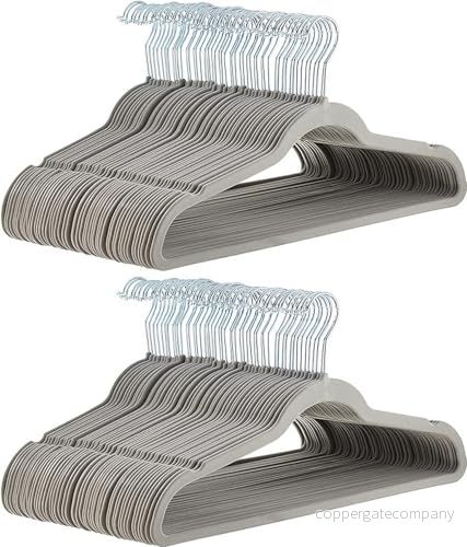 Amazon Basics klädhängare för kostym/kostym, täckt med sammet, 100 pack, grå 819154020334