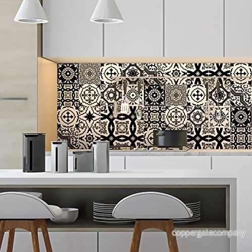 Ambiance Live col tiles ROS A829_20x20cm självhäftande klistermärken kakel, vinyl, svart och vit nyans, modern 20 x cm 5415231240517