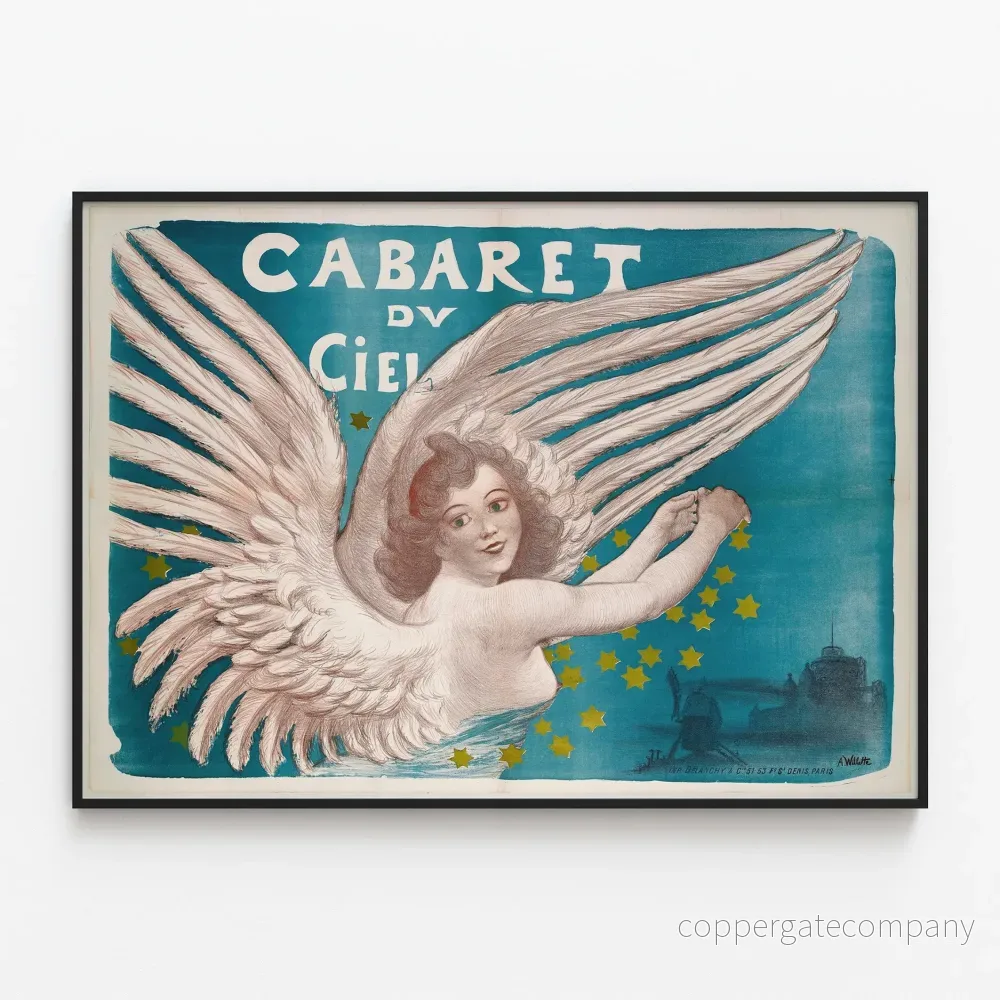 Dekorativ poster av Cabaret du Ciel med vita vingar Dekorativ poster av Cabaret du Ciel med vita vingar
