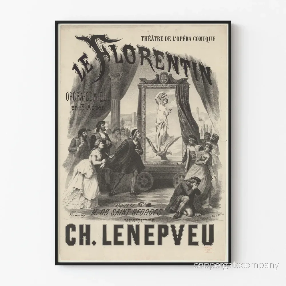 Vintage filmaffisch Le Florentin Opéra Comique 3 akter