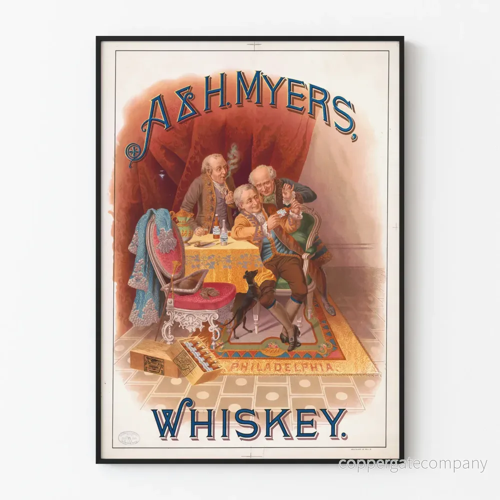 Vintageposter A & H Myers Whiskey dekorativ Vintageposter A & H Myers Whiskey dekorativ