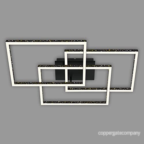 BRILONER - LED taklampa med glittereffekt, dimbar, svängbart varmvitt ljus, Frame, svart 4002707429135