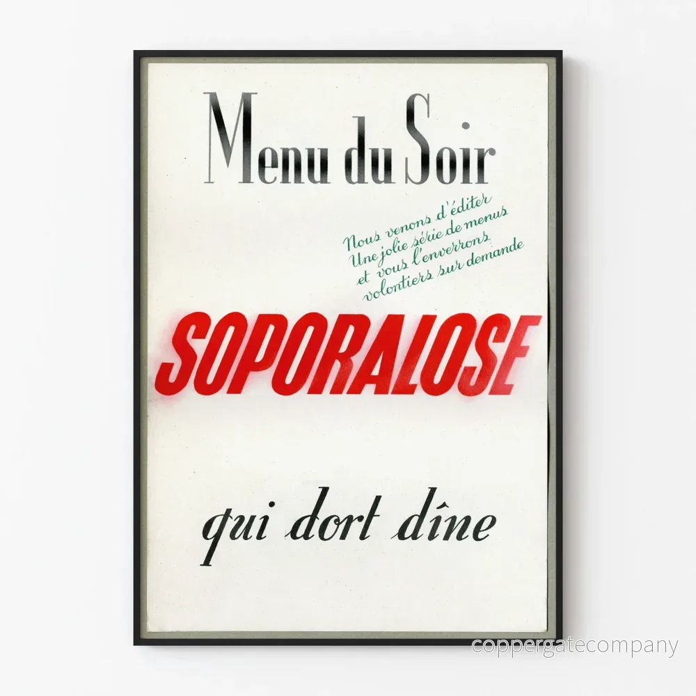 Vintageposter kvällens meny Soporalose för väggdekoration