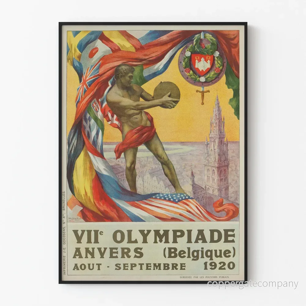 Vintageposter för Olympiaden i Antwerpen 1920 väggdekoration
