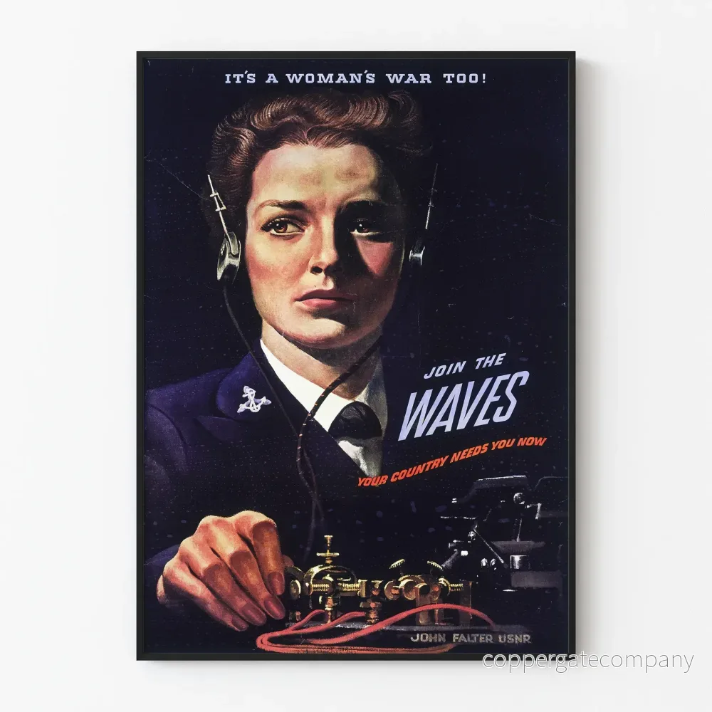 Vintage propagandaposter « Join The Waves » – Retro väggdekoration för kvinnor Vintage propagandaposter « Join The Waves » – Retro väggdekoration för kvinnor