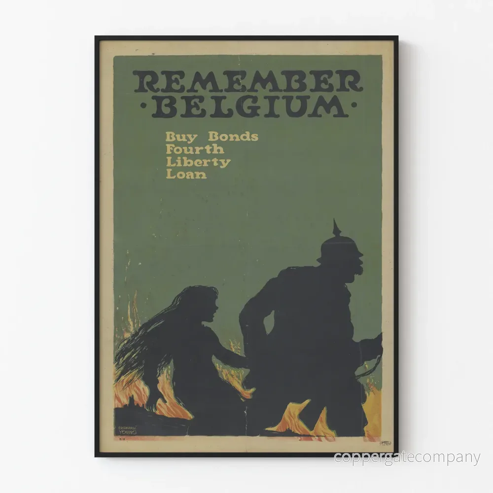 Vintageposter Remember Belgium historisk väggdekoration