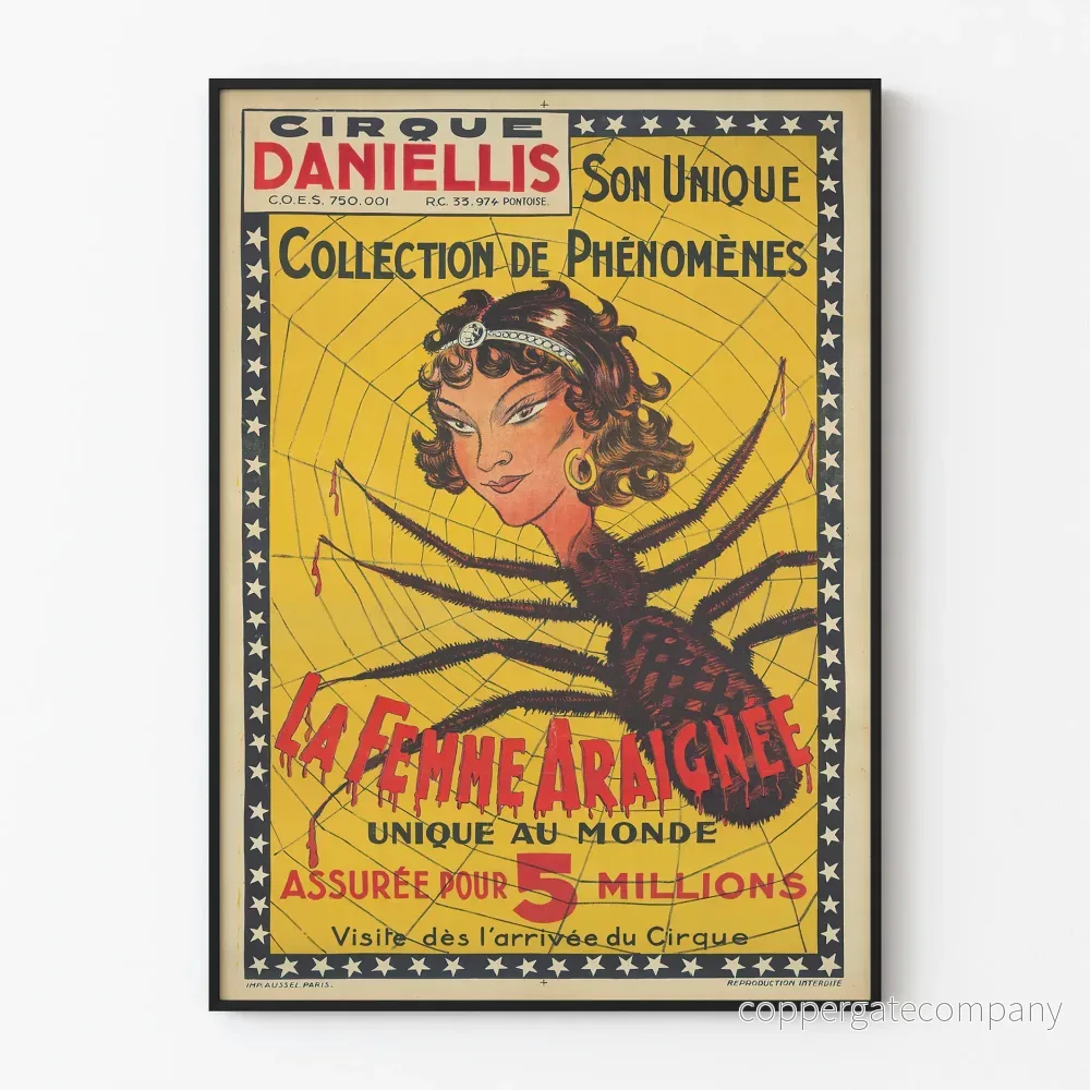 Vintageposter La Femme Araignée Cirque Daniellis