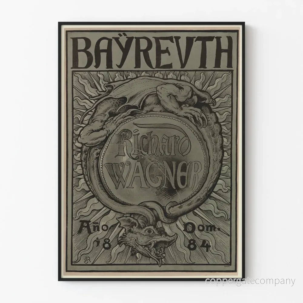 Vintageposter Bayreuth Richard Wagner 1884 för väggdekoration