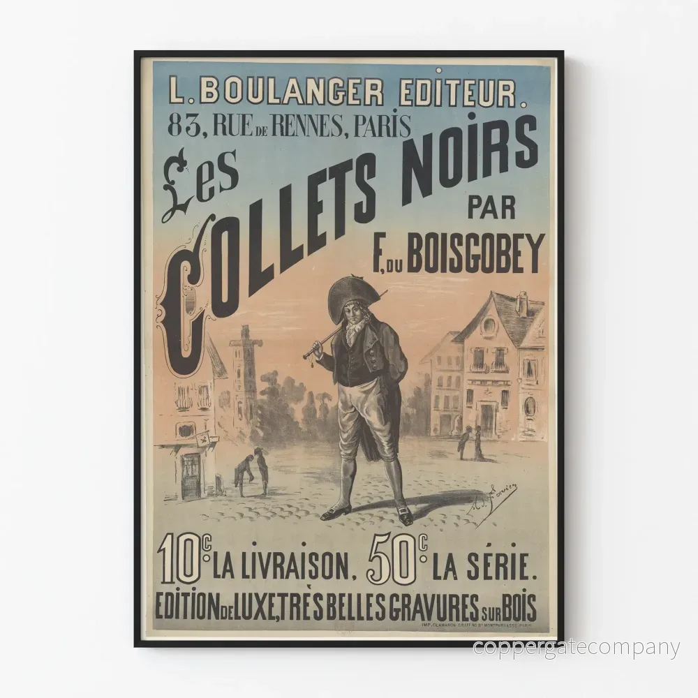 Vintageposter Les Collets Noirs av F. du Boisgobey - Retro väggdekoration