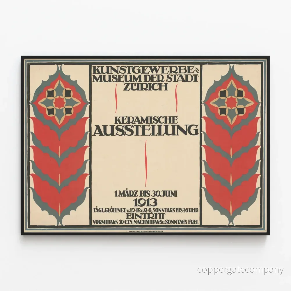 Vintageposter för keramikutställning Zürich 1913 väggdekoration
