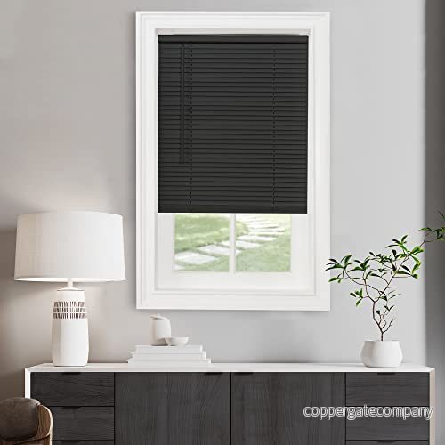 Achim Home Furnishings ljusfilter sladdlös Morningstar minirulle, 2,5 cm, vinyl, svart, 34 x 64 tum 54006254295