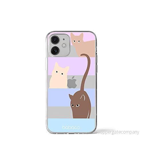 ERT GROUP mobiltelefonfodral för Iphone 12 Mini originalt och officiellt licensierat Babaco mönster Cats 014 optimalt anpassad till formen på mobiltelefonen, gedeeltelijk transparant 5905131067180