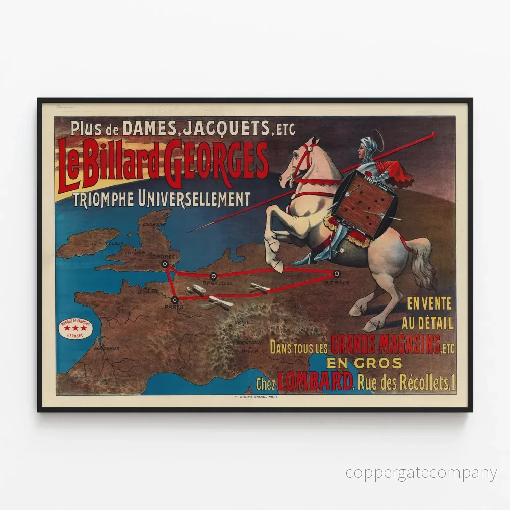 Vintageposter Le Billard Georges Triomphe Universellt