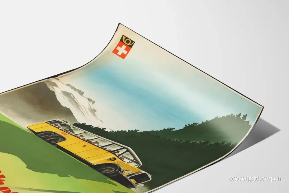 Vintageposter för schweiziska postbussar i Alperna - Bild 3