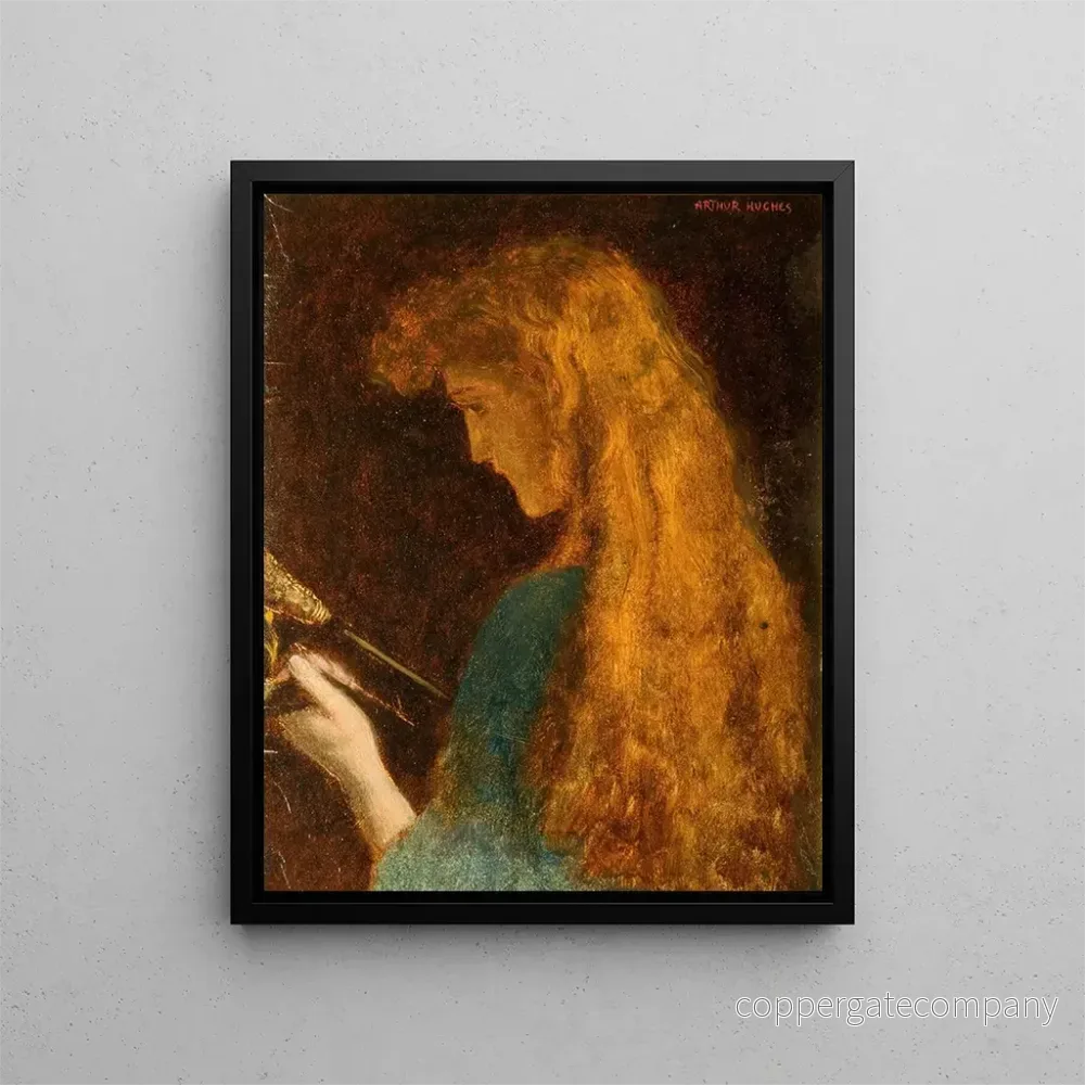 Målning Studie av ett flickhuvud – Arthur Hughes | Konsttryck Målning Studie av ett flickhuvud – Arthur Hughes | Konsttryck