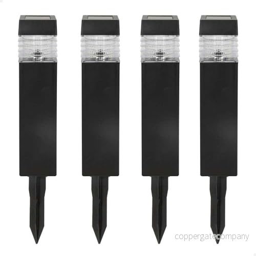 AKTIVE 61563, 4 pack LED Solar Garden Beacons, solpol, kontinuerligt ljus mellan 6 och 8 timmar, vattentät, solstolpbelysning, utomhus solcellslampor, trädgårdsdekoration 8412842615632