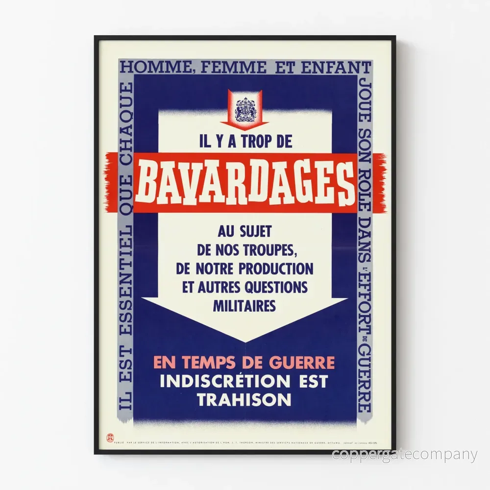Vintage militär informationsposter "Det är för mycket prat"