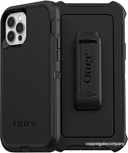 OtterBox Defender skal för iPhone 12 / Pro, extra stöttåligt, fallsäkert, skyddande skal, testad till militärstandard x4, Svart 840104215685