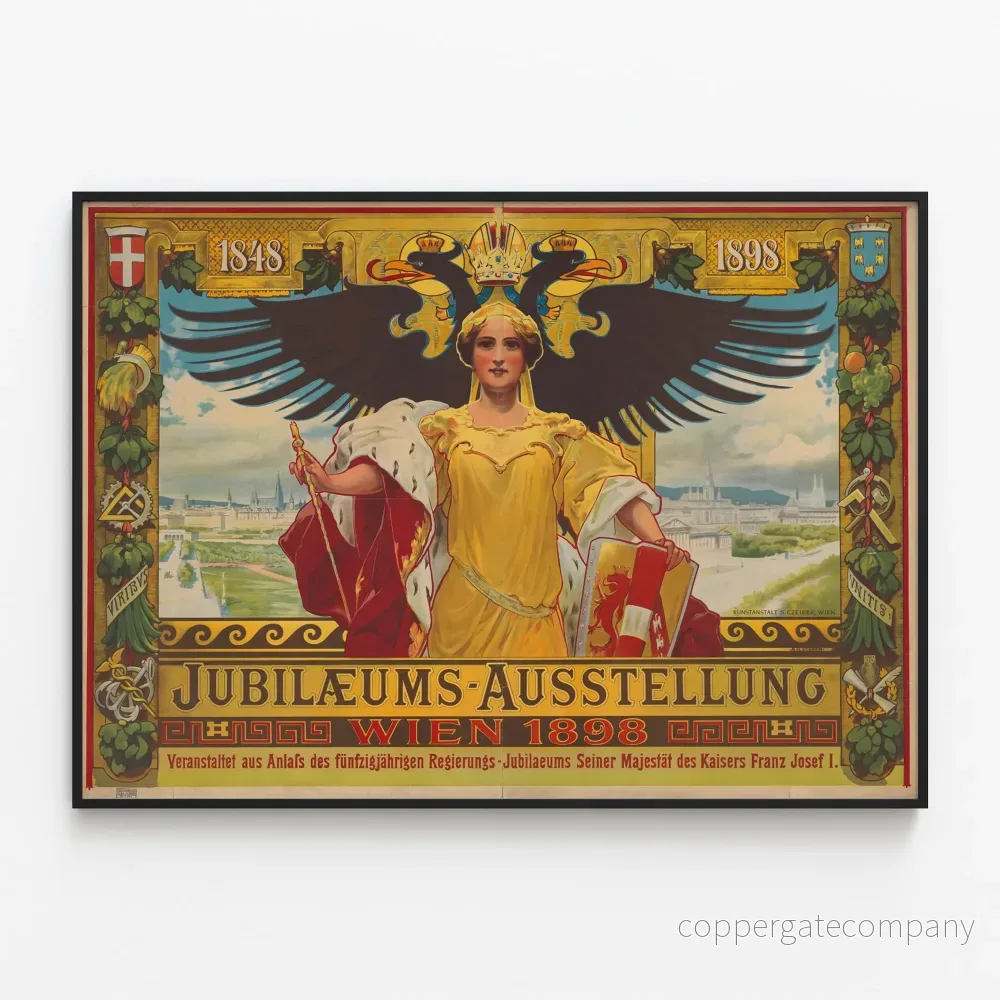 Vintage affisch utställningsjubileum Wien 1898 väggdekoration