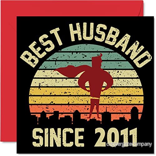 13 årsjubileumskort för man från fru Best Husband Since 2011 jag älskar dig gåvor, grattis på årsjubileum kort partner, 145 mm x gratulationskort till trettonde årsdagar 5059575957726