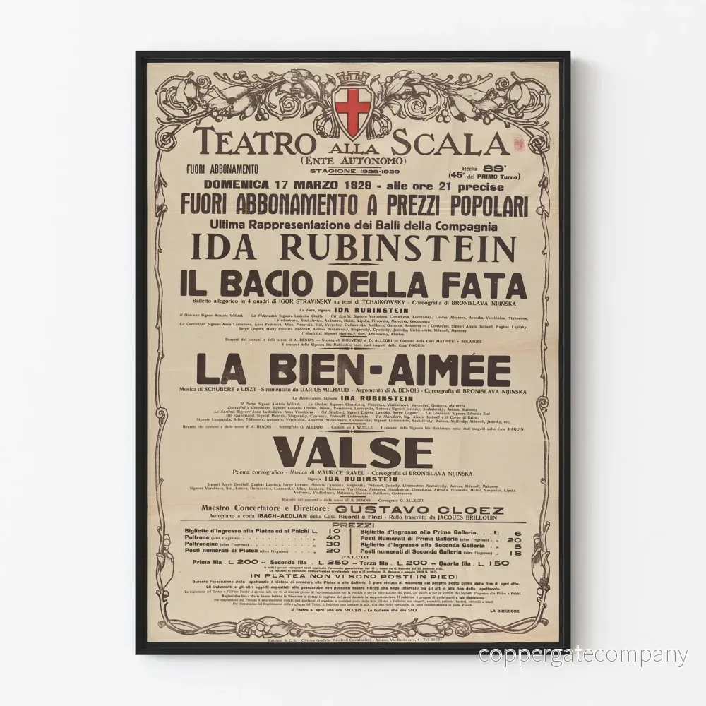 Vintageaffisch balett Ida Rubinstein Teatro alla Scala 1929