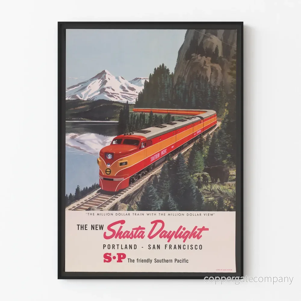 Vintageposter Shasta Daylight, tåg Portland - San Francisco