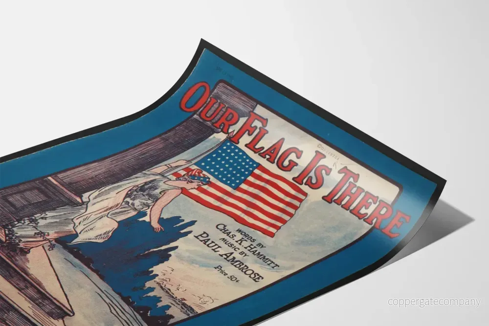 Vintageposter Our Flag Is There med amerikansk flagga - Bild 3
