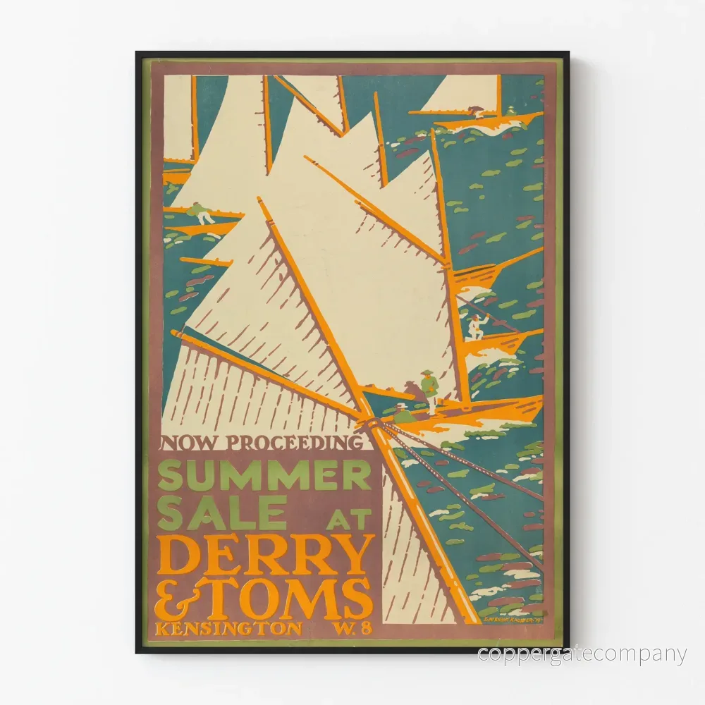 Vintageaffisch sommarrea Derry & Toms London