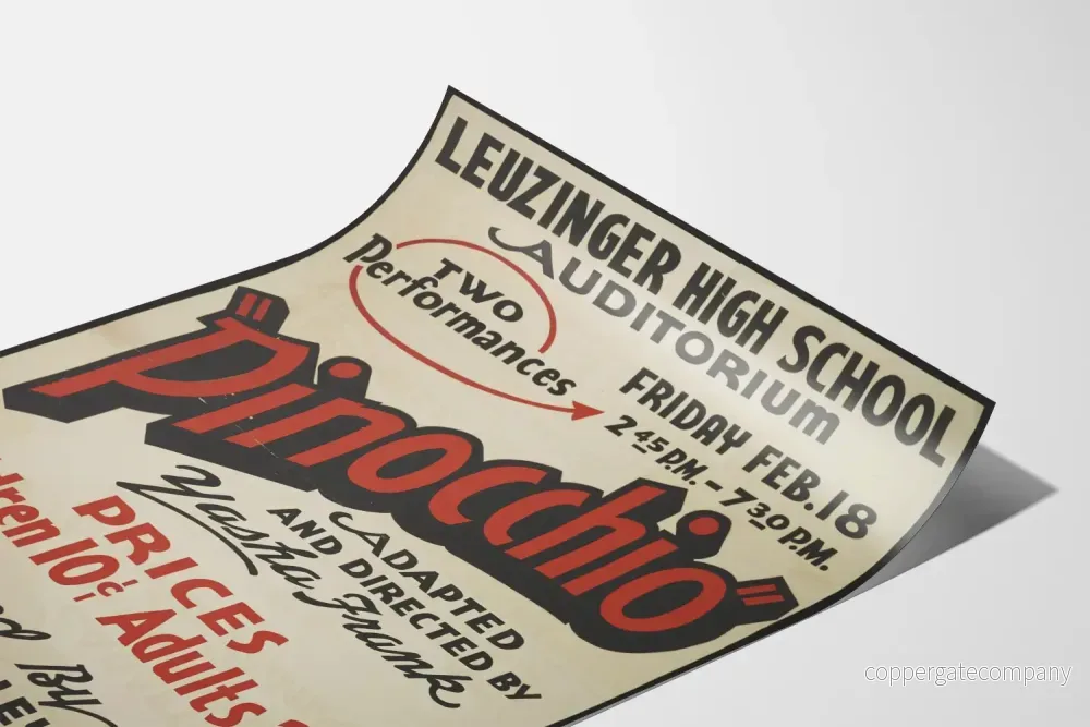 Vintageposter Pinocchio skolteater Leuzinger High School - Bild 3