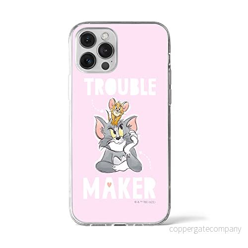 ERT GROUP mobiltelefonfodral för Apple Iphone 12 PRO MAX originalt och officiellt licensierat Tom and Jerry mönster 006 Vit anpassad till formen på mobiltelefonen, fodral tillverkad av TPU plast 5904805253232