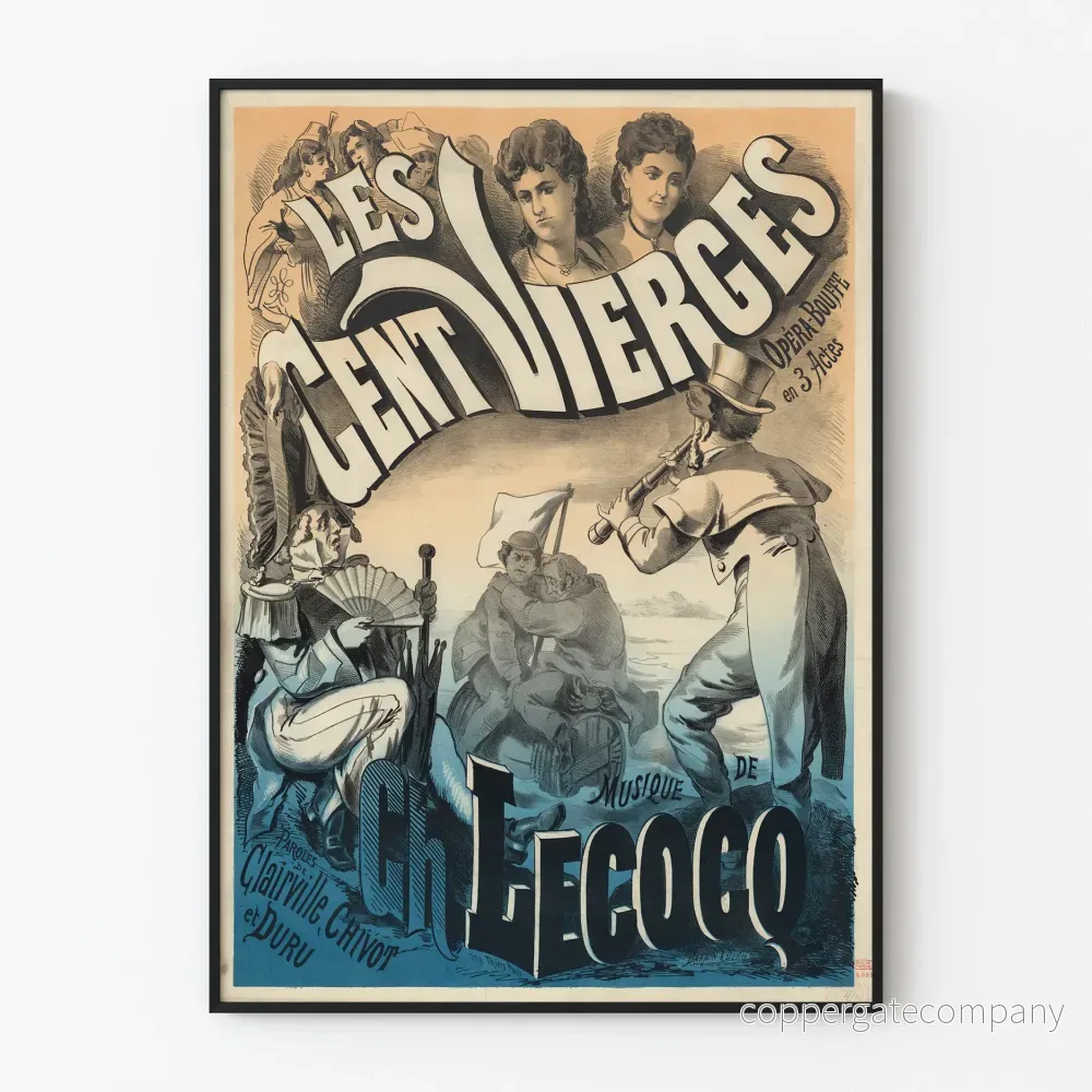 Vintageposter Les Cent Vierges - Opéra Comique i 3 akter