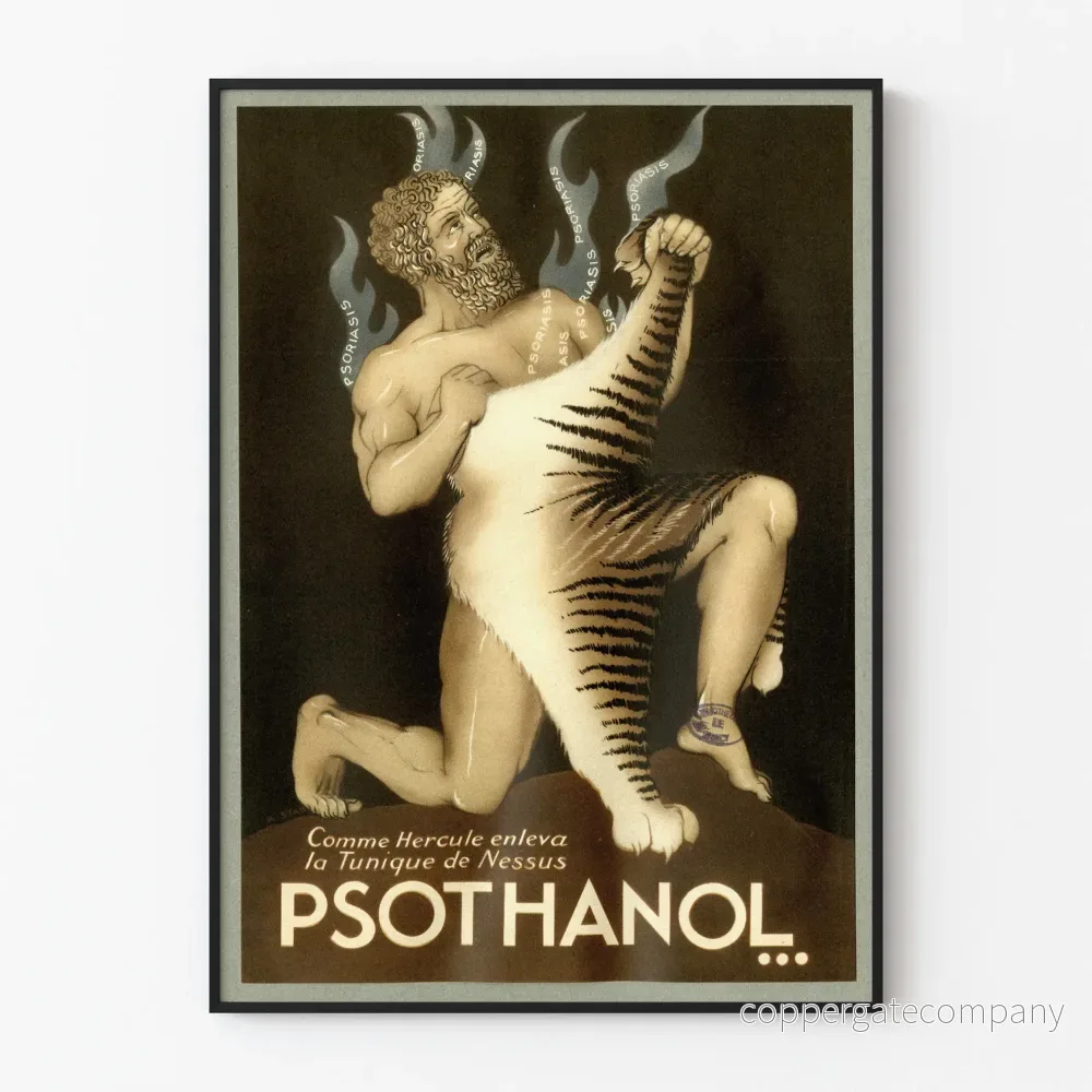Vintageposter Psothanol - Antik medicin väggdekoration
